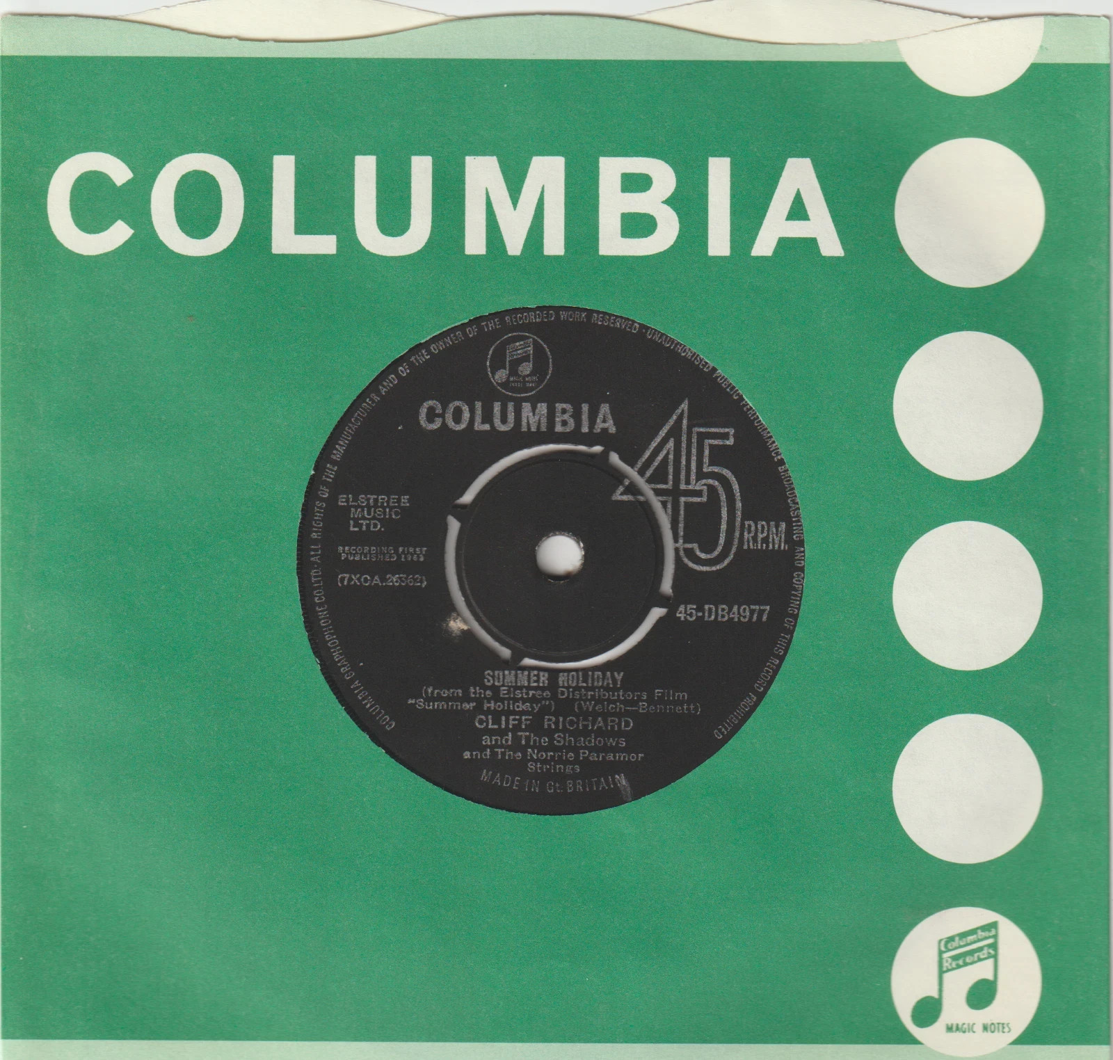 CLIFF RICHARD SUMMER HOLIDAY / DANCING SHOES    7" SINGLE