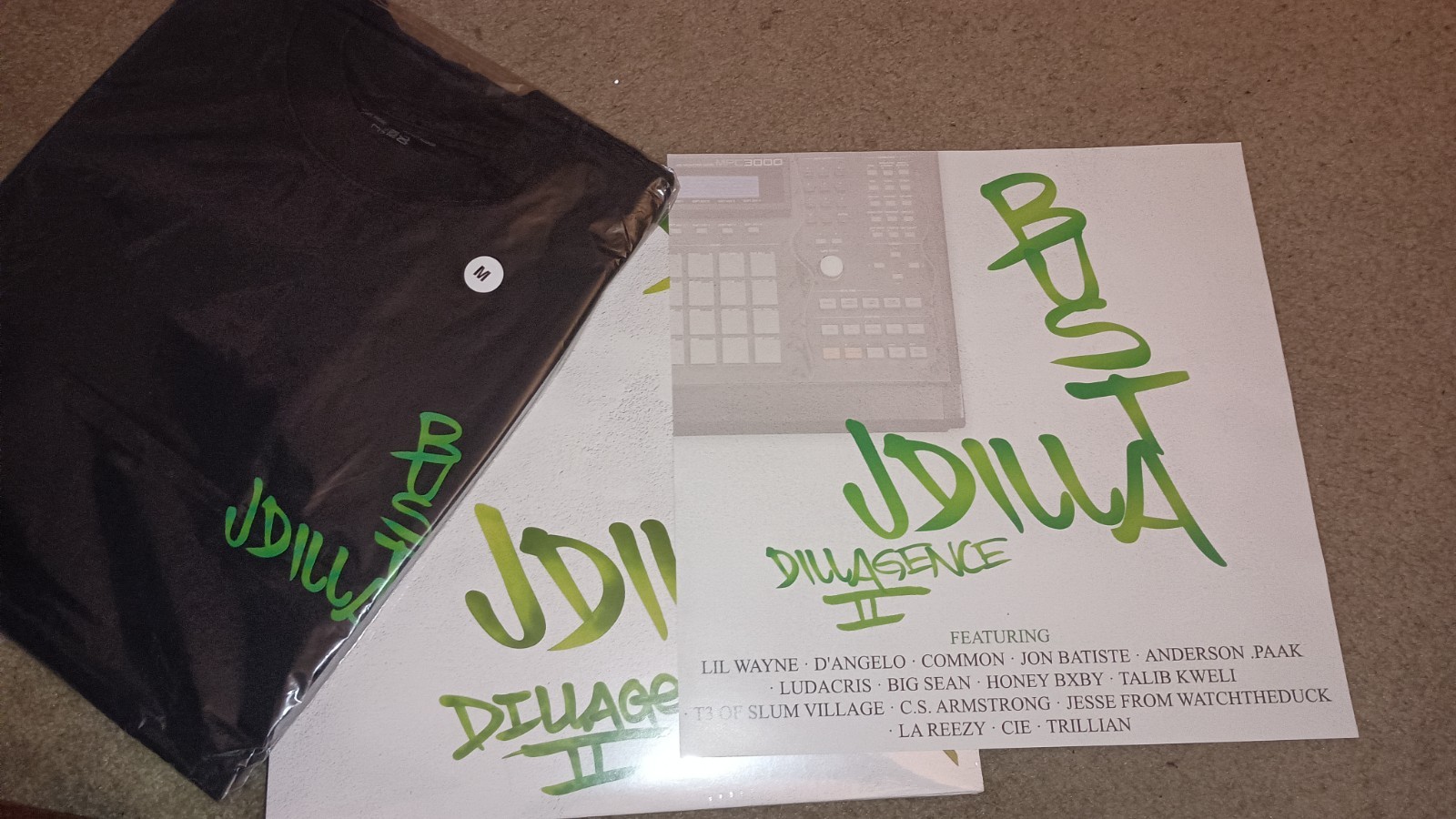 J Dilla DILLAGENCE II  Busta Rhymes  Rare Vinyl Promo LP T-shirt (M) UNRELEASED