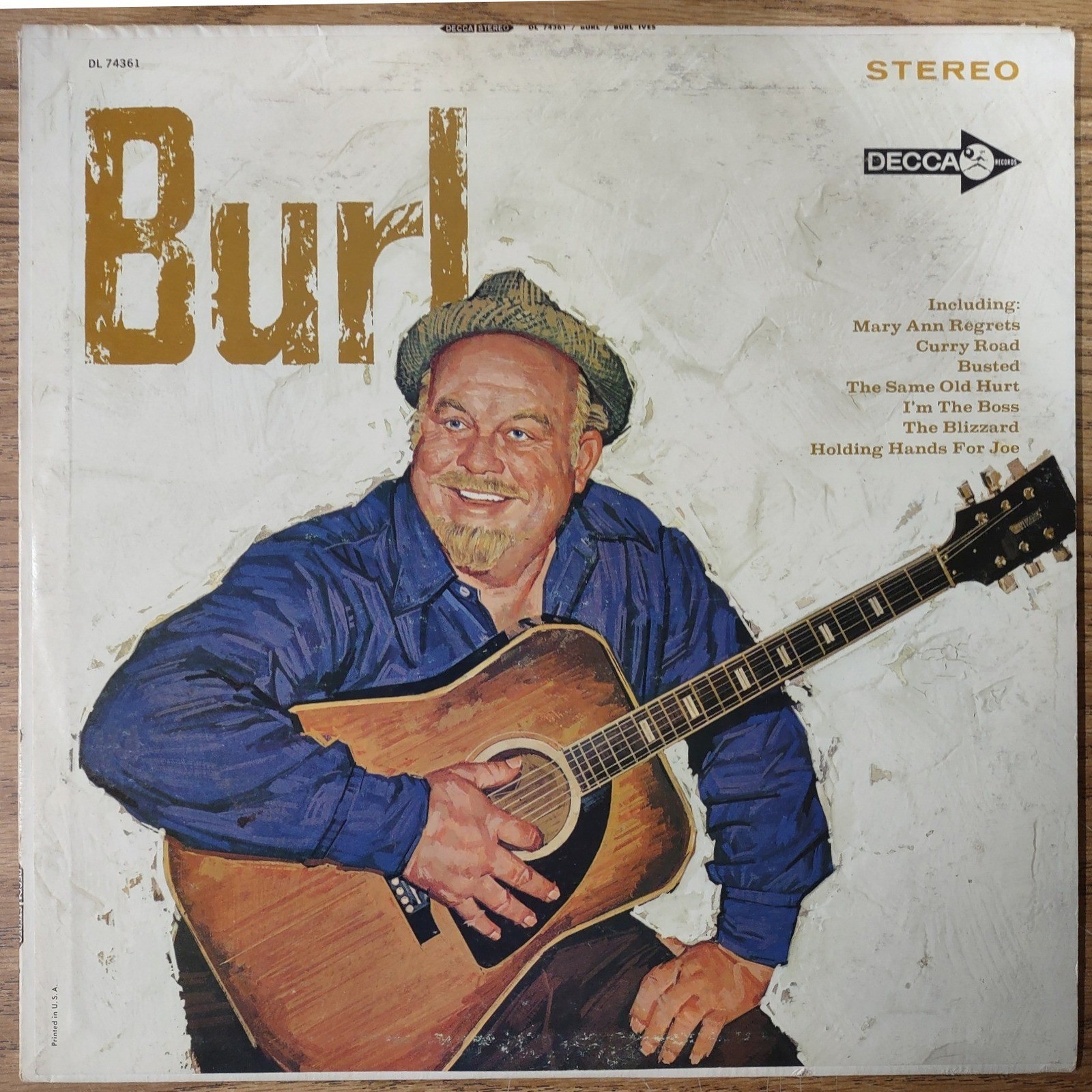 Burl Ives Burl Vinyl LP Record DL 74361 Decca Records Stereo Folk Country 1960s