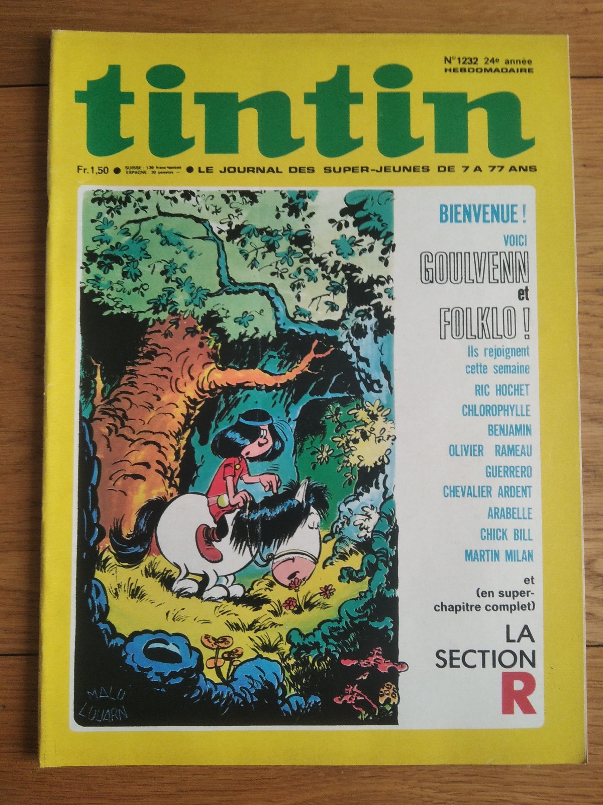Le journal de Tintin n° 1232 , couverture Malo Louarn ( Dargaud , 08/06/1972 )