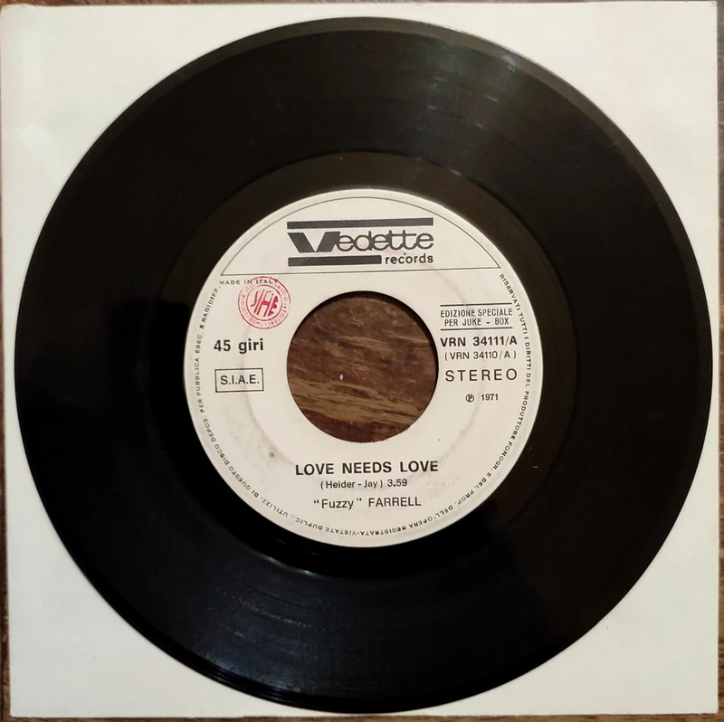 Disco 7" Vinile Juke Box Italy Blue Phantom Fuzzy Farrell 1971 Rare Edition 45 rpm Collection Italy