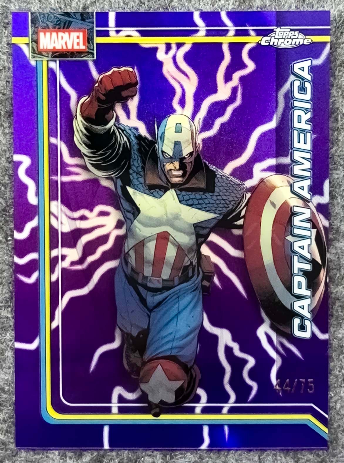 2026 Topps Chrome Marvel Captain America /75 Viola Rifrattore #19 Tempesta Parallela