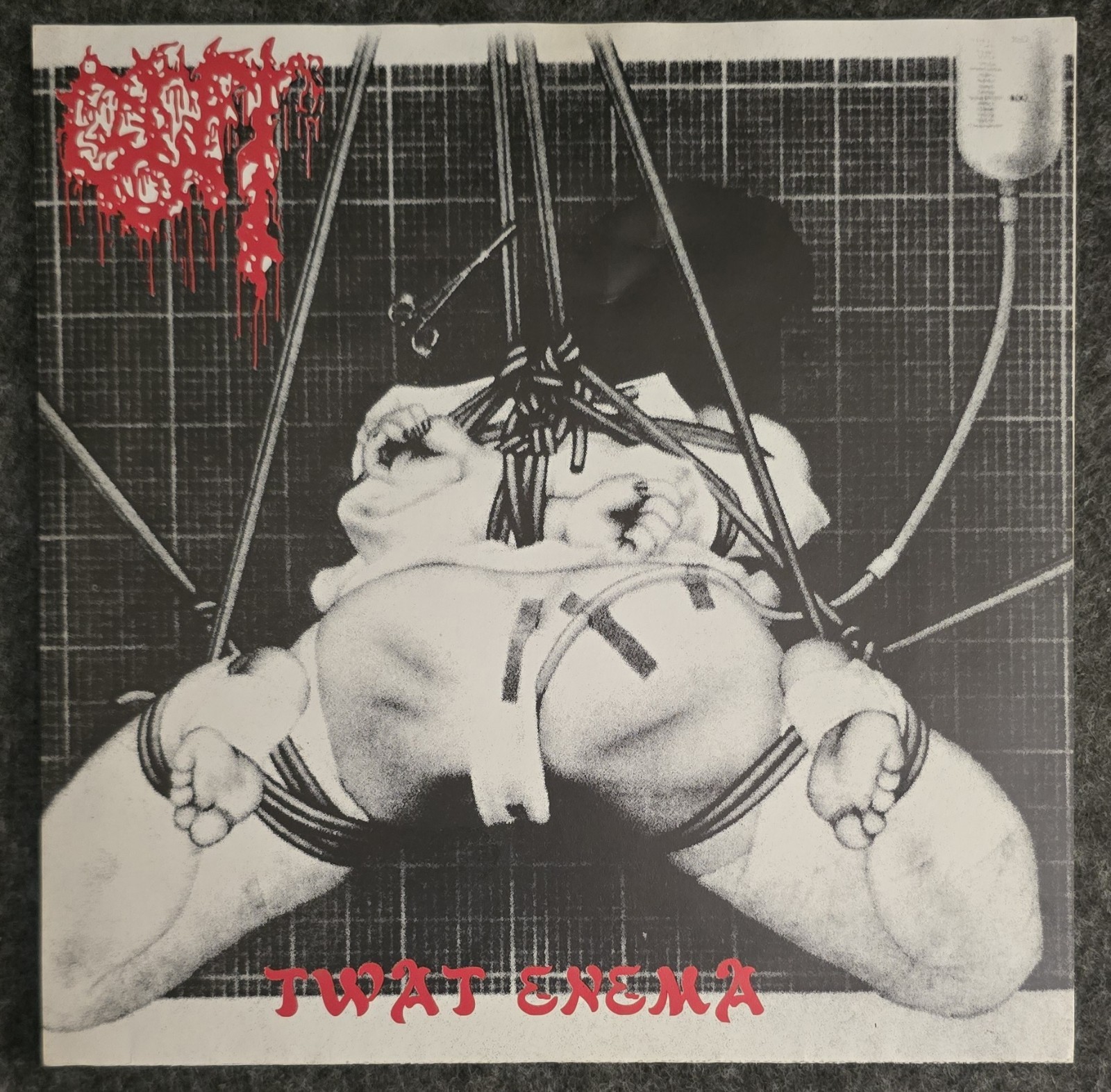 Gore Beyond Necropsy / Gut Twat Enema 7" 1994 MMI Red Grindcore EX/VG