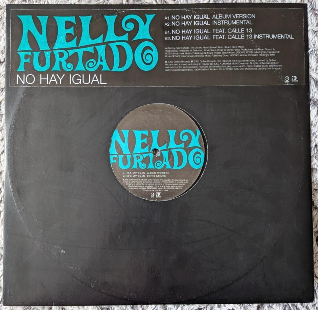 NELLY FURTADO -No Hay Igual- 12" Vinyl Promo Calle 13