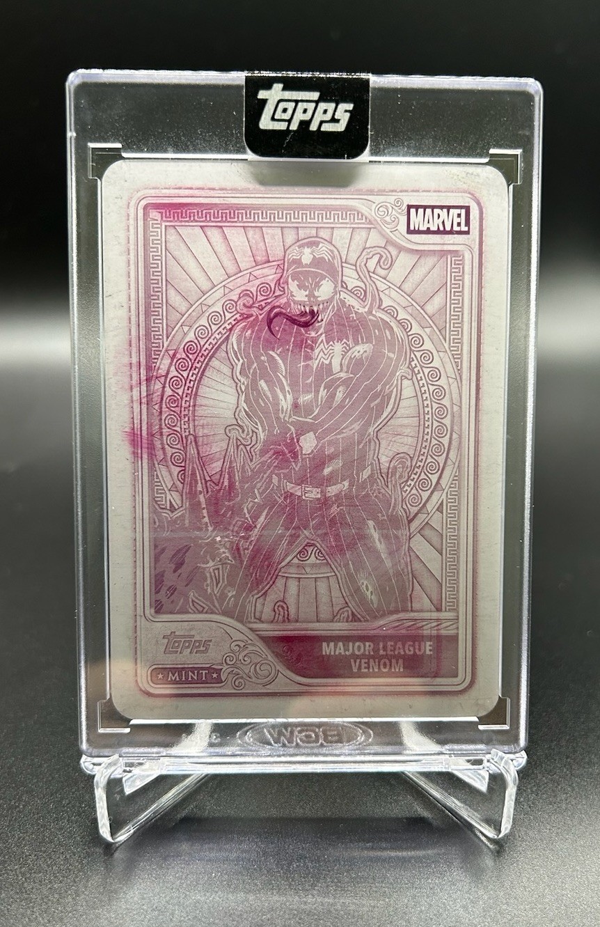 2026 Topps Marvel Mint #53 Major League Venom piastra di stampa magenta 1/1