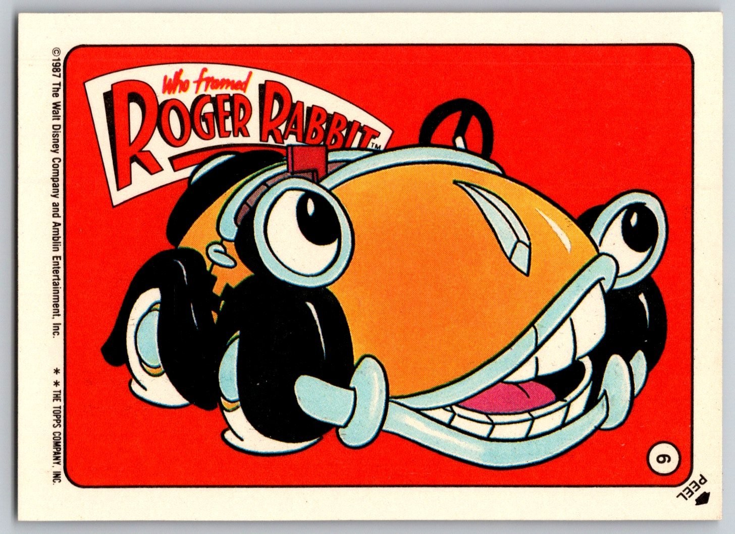Adesivo Who Framed Roger Rabbit Card #6 1987 Topps Disney Car