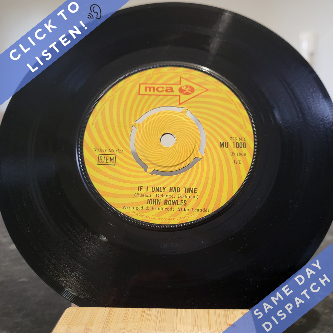 John Rowles – If I Only Had Time (1968)  - 7" Vinyl Single - VG+