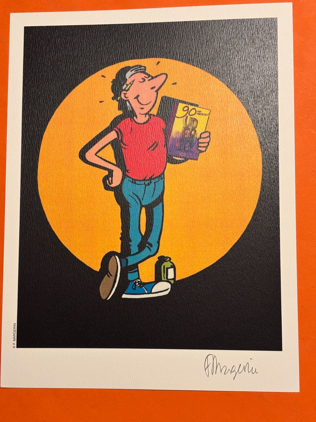 MARGERIN EX LIBRIS SIGNE HOMMAGE UDERZO ASTERIX  19 X 25 TONNERRE DE BULLES NEUF