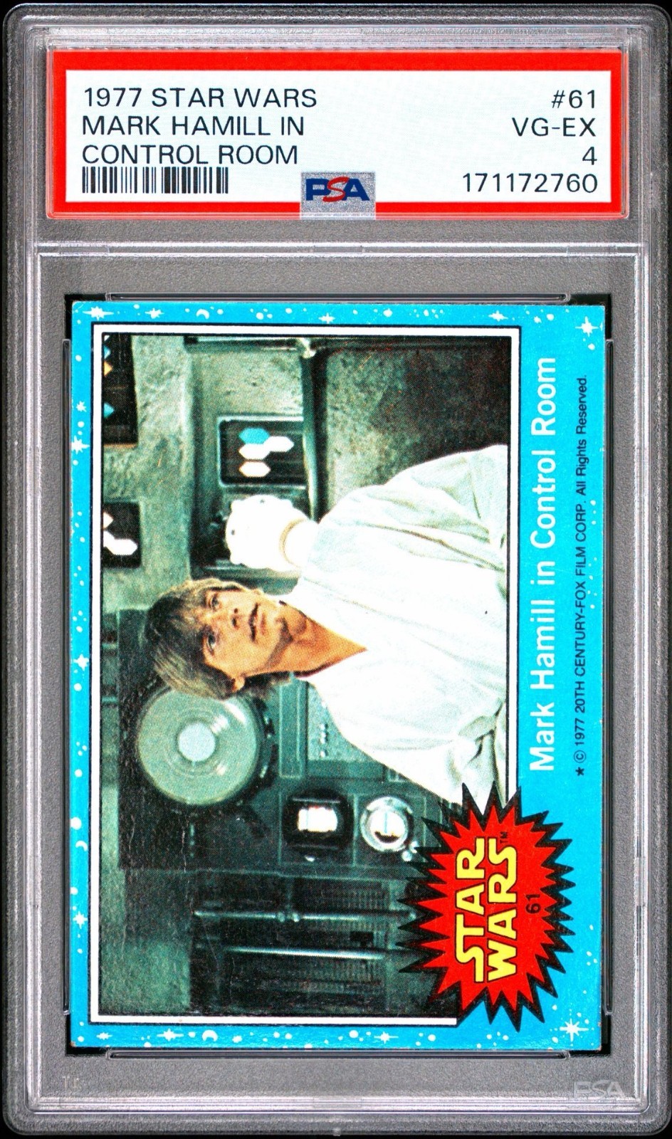 1977 Topps Star Wars serie blu - Mark Hamill nella sala di controllo #61 PSA 4