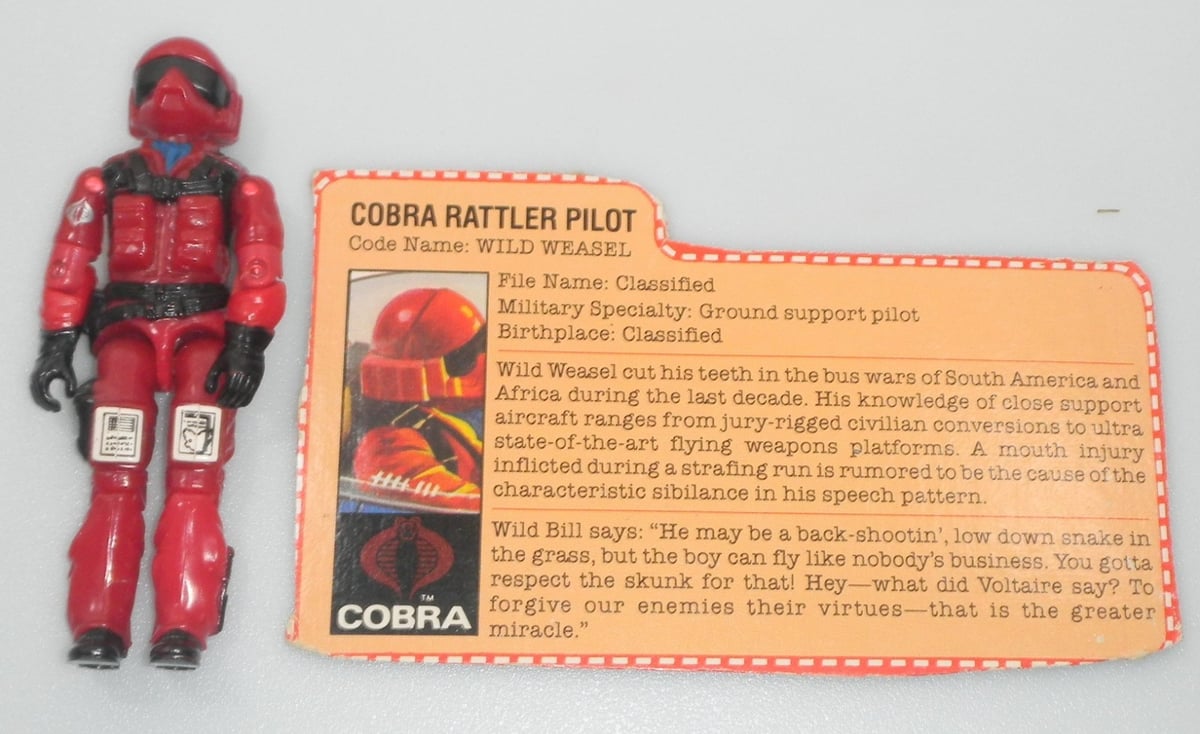 Vintage 1984 Cobra Wild Weasel & Card G.I. GI Joe 100% Complete Figure 3.75 ARAH