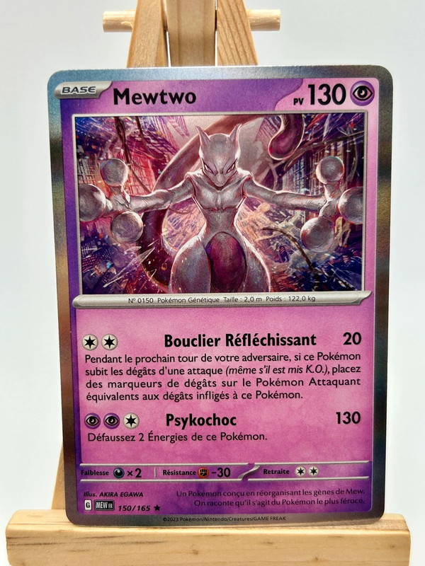 Pokémon Mewtwo Holo Écarlate et Violet 151 150/165 FR - Très bon état