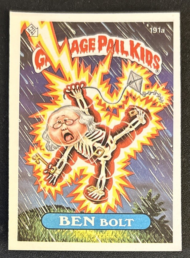 Carta adesiva Topps Garbage Pail Kids GPK serie 5 Ben Bolt 1 stella 1986 #191a VG