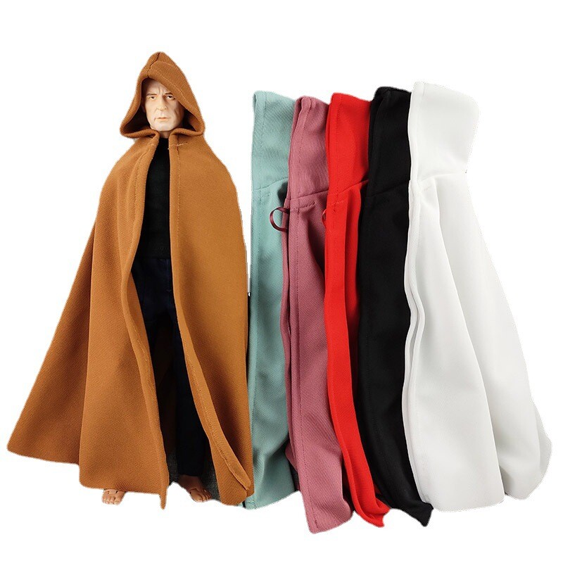 Mantello con cappuccio scala 1:6 modello vestiti mantello lungo per action figure 12''