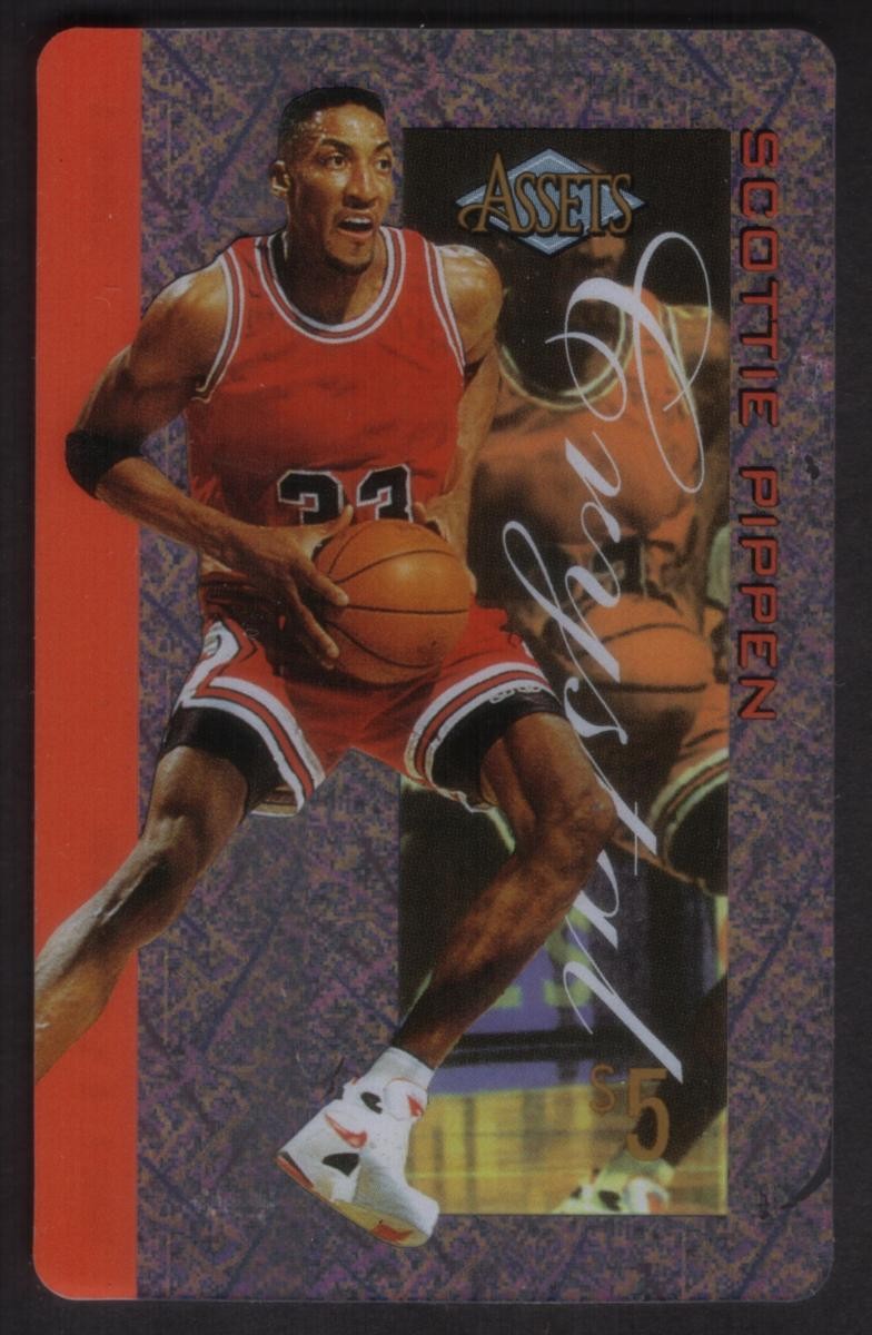 Assets '96 : $5. Scottie Pippen (Carta #6 Di 10) Crystal Clear Phone Card
