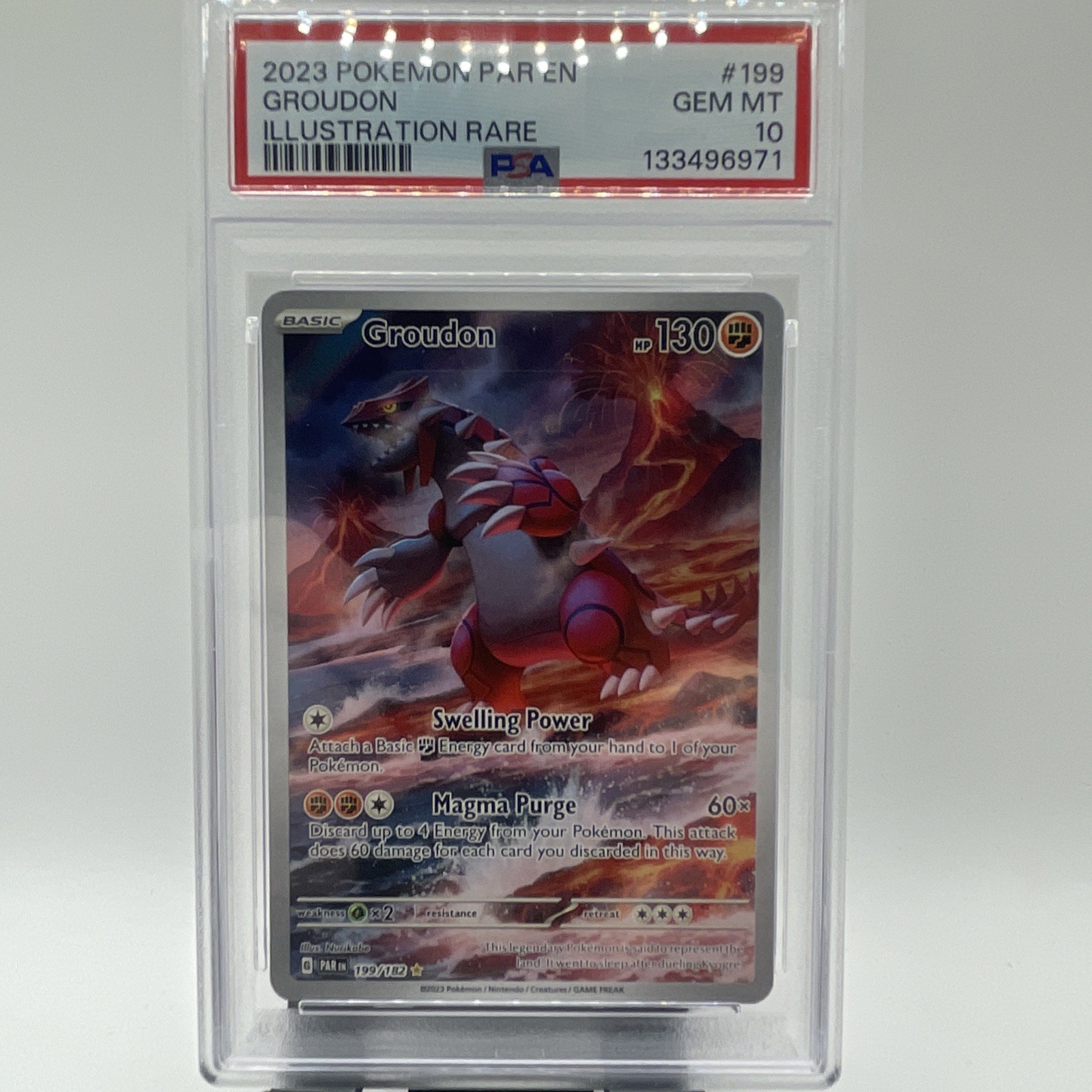 PSA 10 GEM MINT Groudon 199/182 - 2023 Paradosso Rift Set Illustrazione Rara