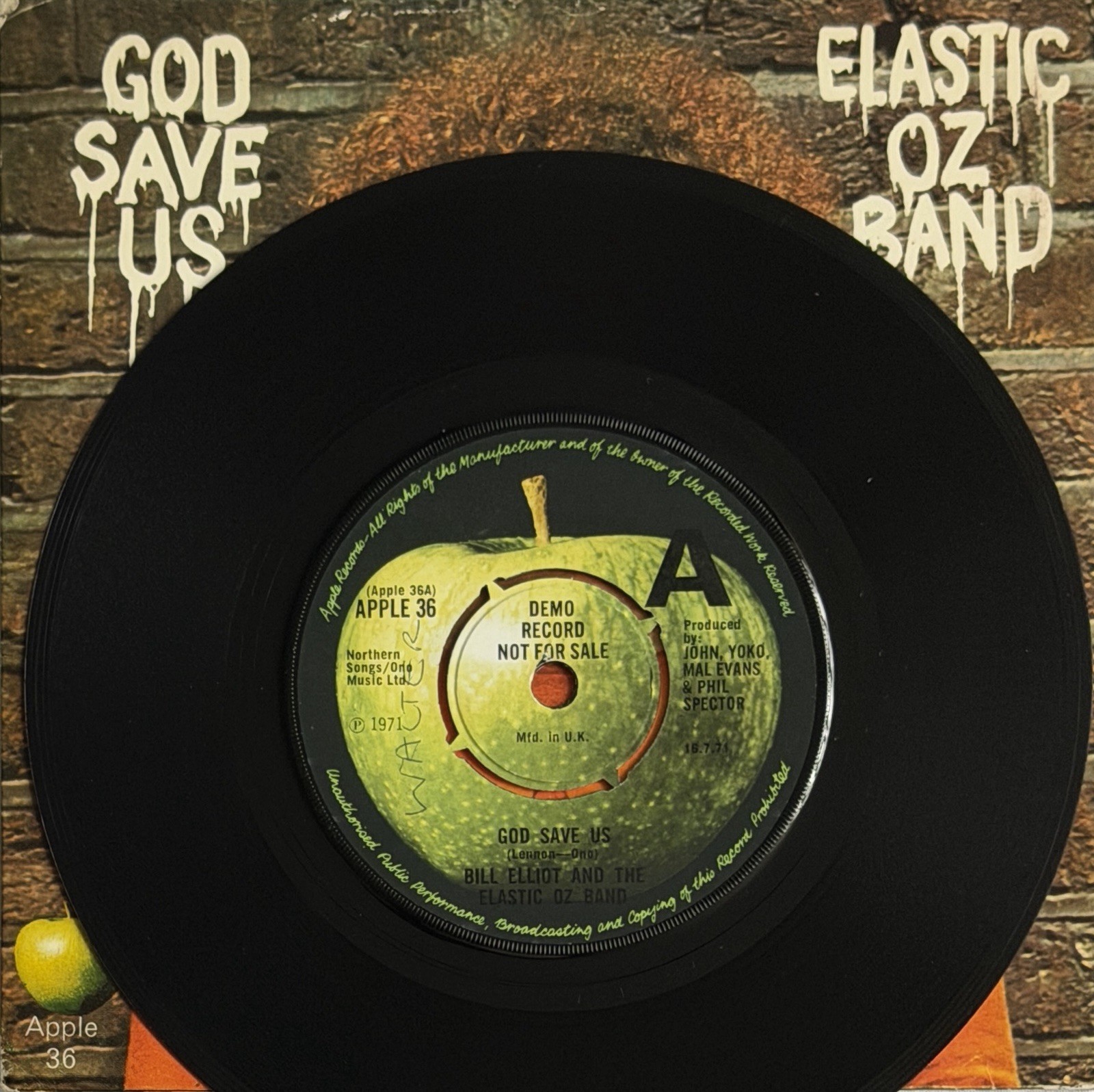 Elastic Oz Band -God Save Us- Rare UK Apple Promo 7” / John Lennon (Beatles)