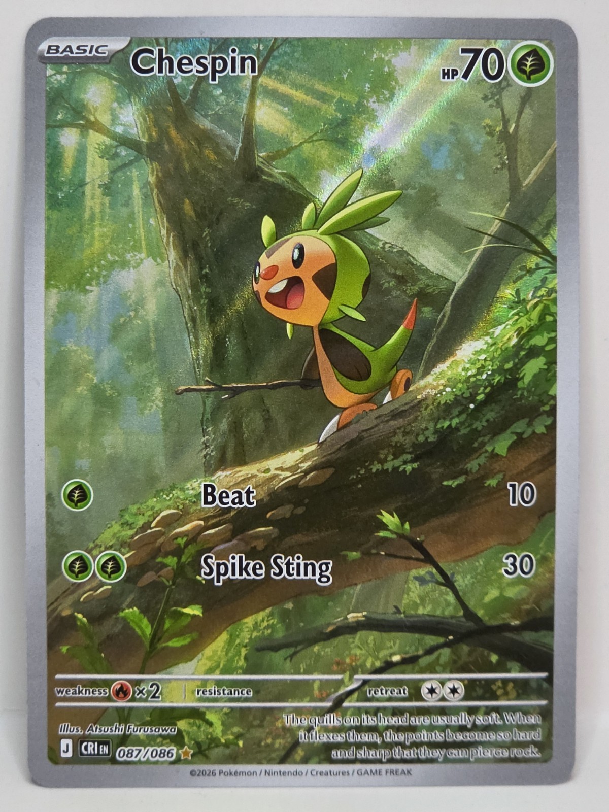 Chespin 087/086 Illustrazione Rara IR Pokemon Caos Rising NM