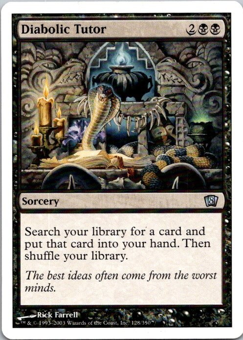 MTG Magic The Gathering Diabolic Tutor 8th Edition See Scan 
