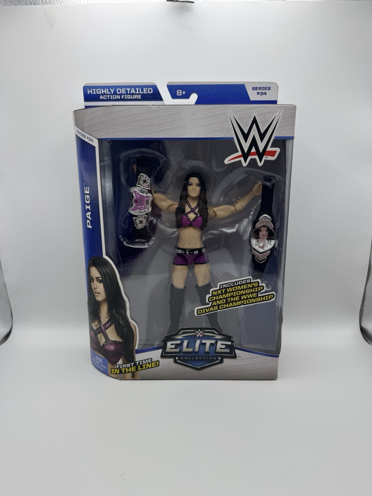 Mattel WWE Elite Collection Series #34 Paige Figure w/ 2 Belts Boxed