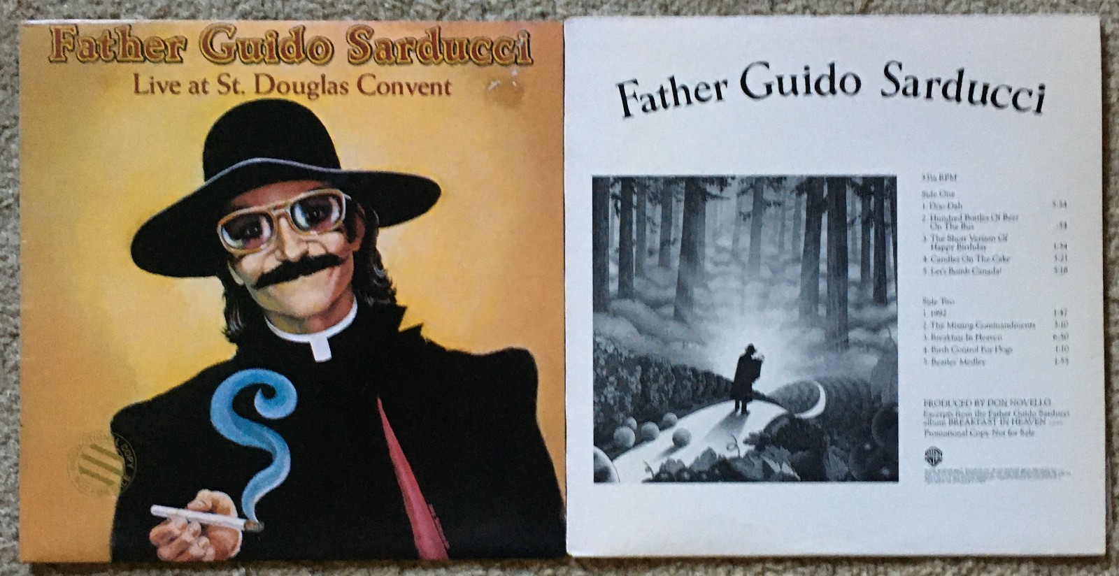 Two Guido Sarducci LPs - St. Douglas Convent - Breakfast In Heaven (promo) vinyl