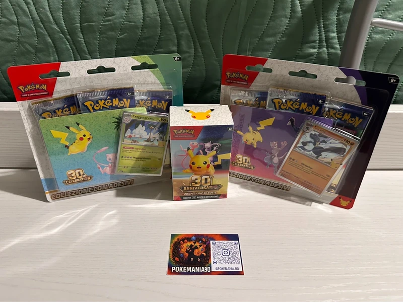 Pokemkn Lotto 30 th anniversario bundle da 6 e 2 adesivi