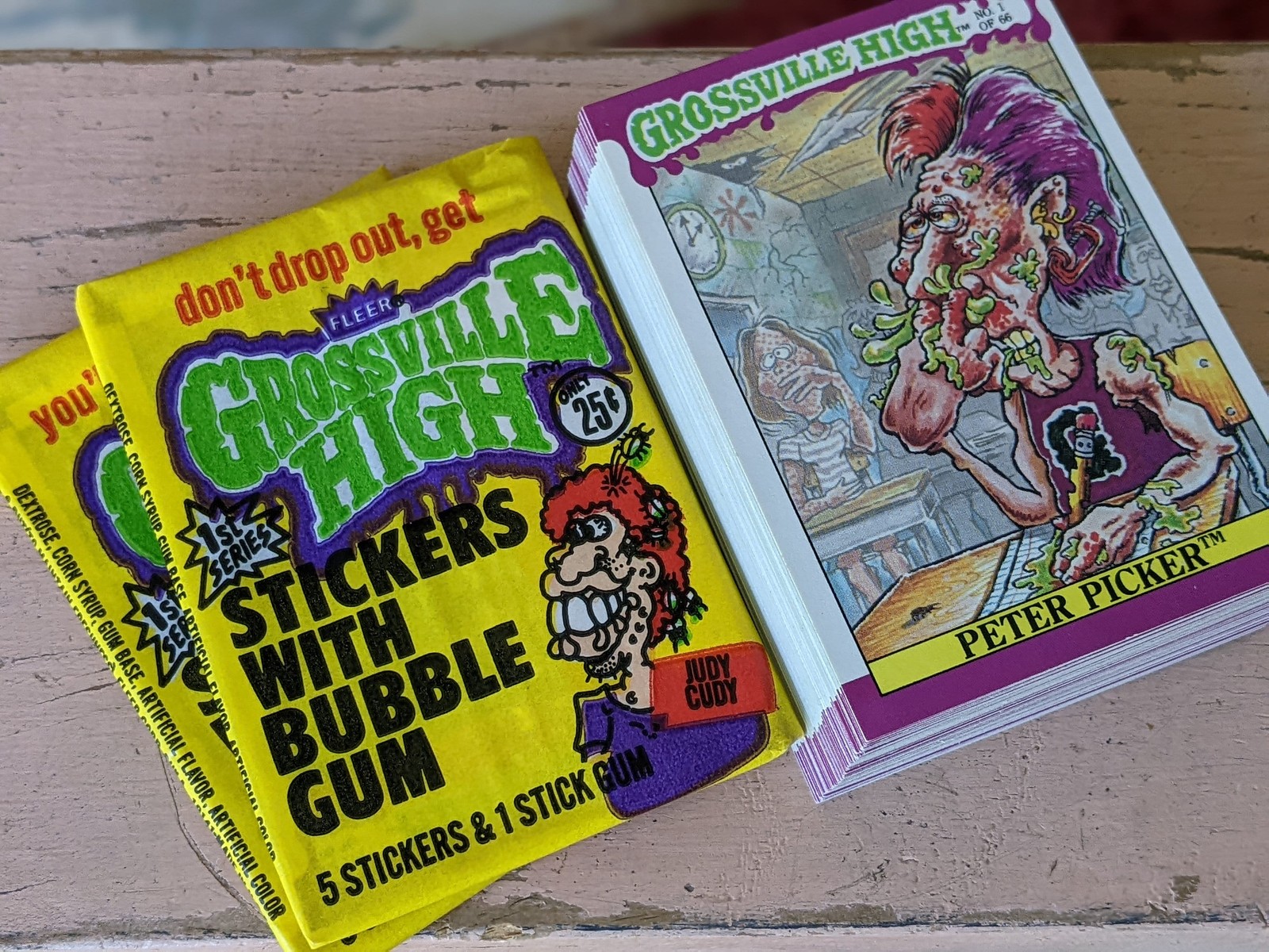 Set carte collezionabili Grossville High 1986 + 2 confezioni di cera sigillate