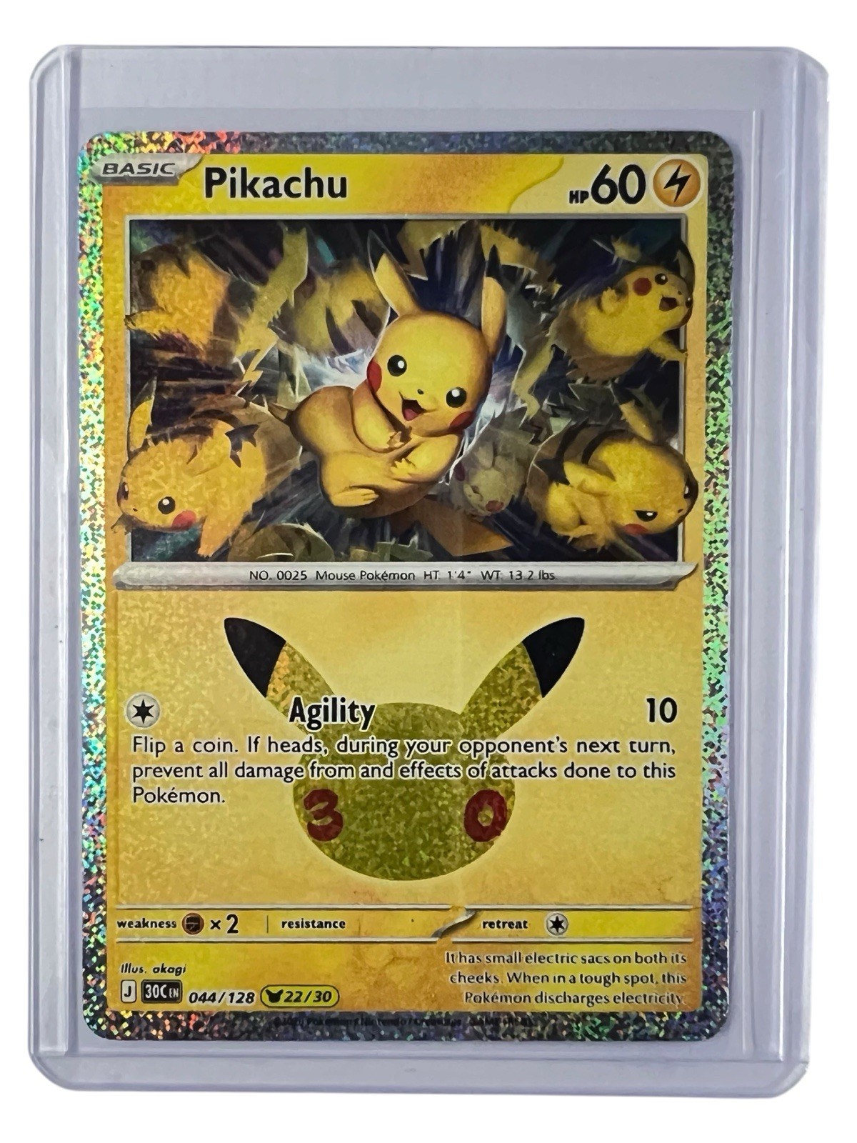 Pokemon TCG Pikachu 044/128 (22/30) 30° Celebrazione Raro Holo Near Mint