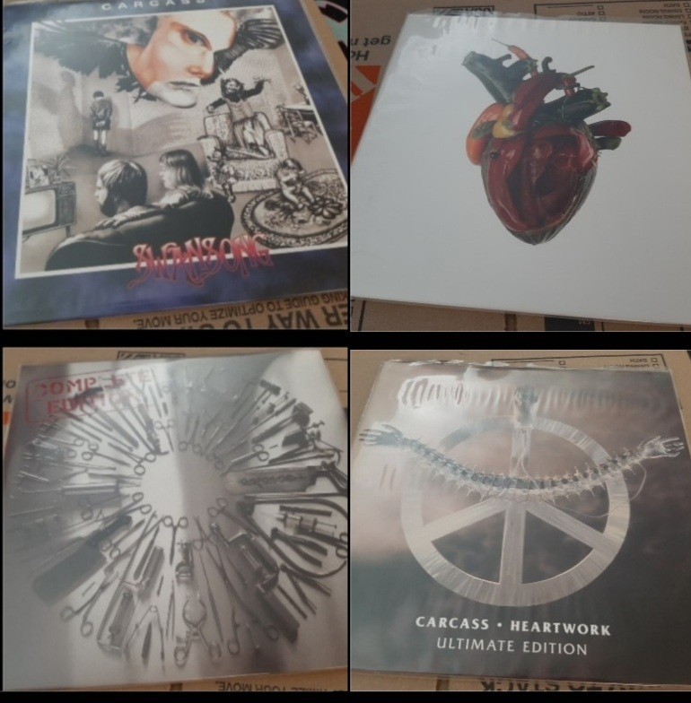 4XS CARCASS Vinyl Lot • Swansong • Heartwork • Surgical Steel • Torn Arteries 