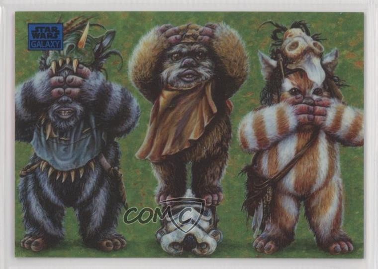 2024 Chrome Star Wars Galaxy Blue Refractor Teebo Wicket W Warrick Logray 14md