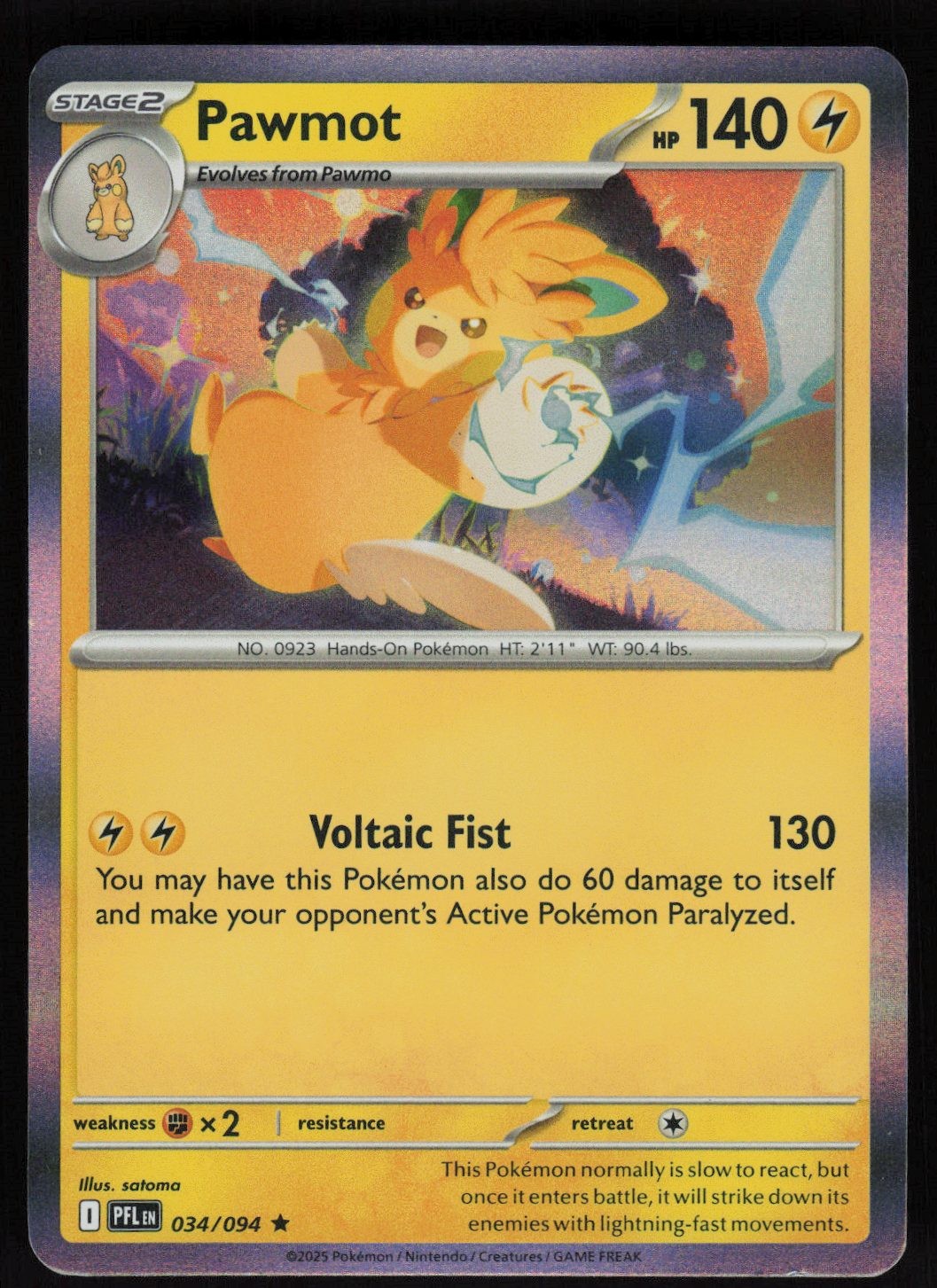Pawmot Holofoil Phantasmal Flames 034/094 NM