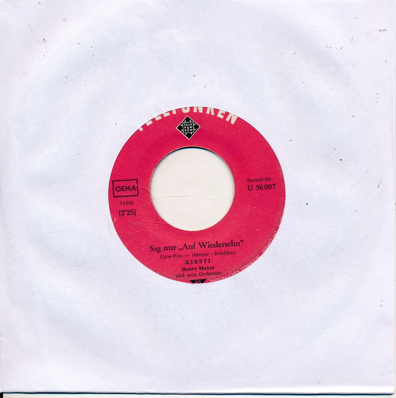 Sag nur auf Wiedersehen - Krsti - LC Single 7" Vinyl 232/01