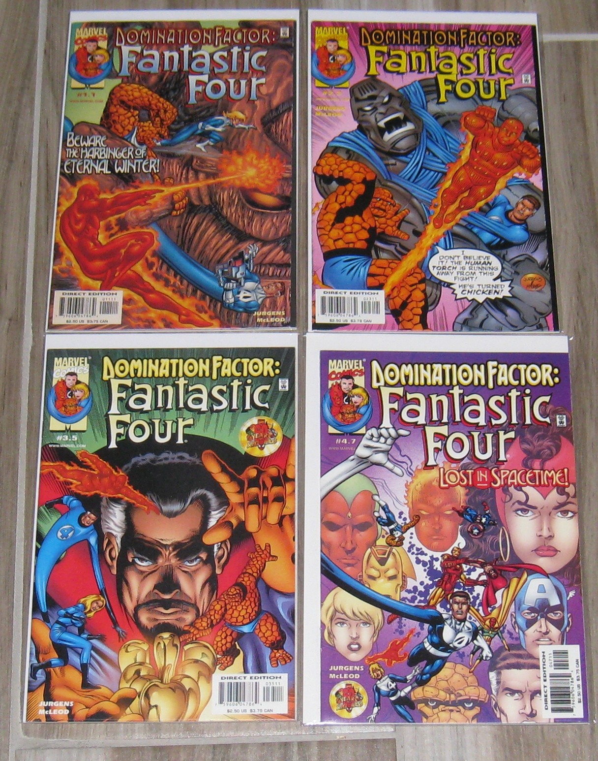 Domination Factor: Fantastic Four #1.1, 2.3, 3.5, 4.7 Marvel 1999 | VF/NM a quasi nuovo