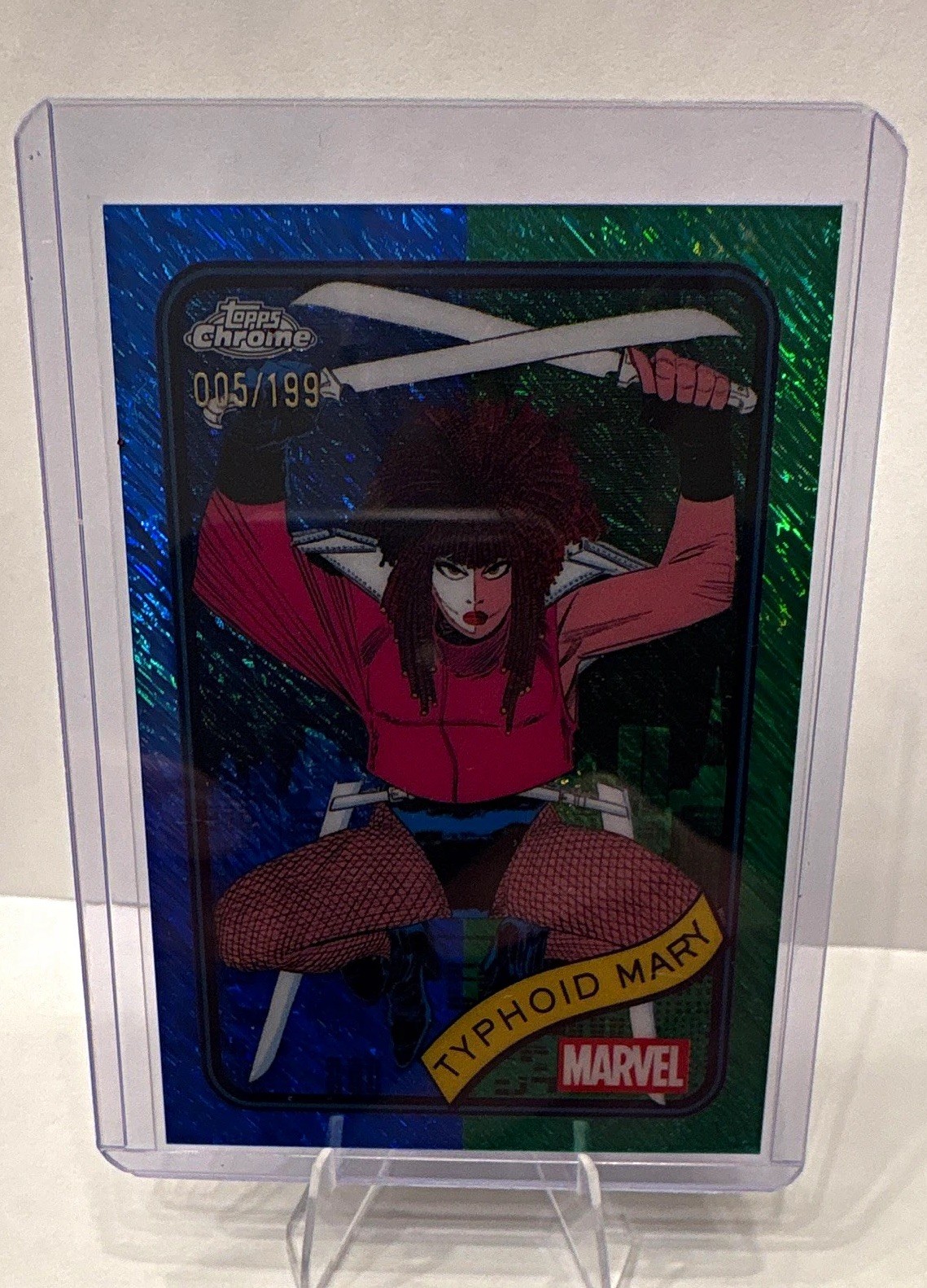 2025 Topps Chrome Marvel Typhoid Mary #123 numero di serie 005/199