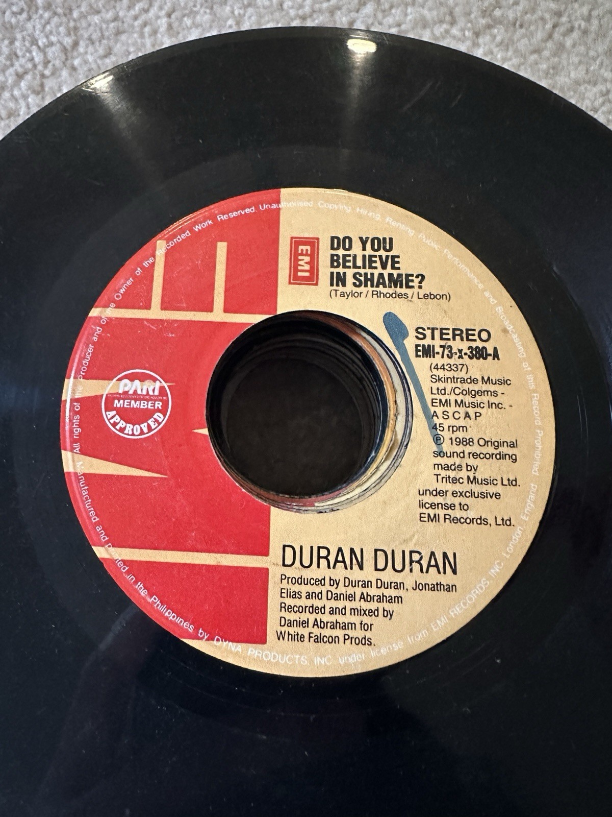 Duran Duran 45 rpm Philippines 7" Do You Believe In Shame