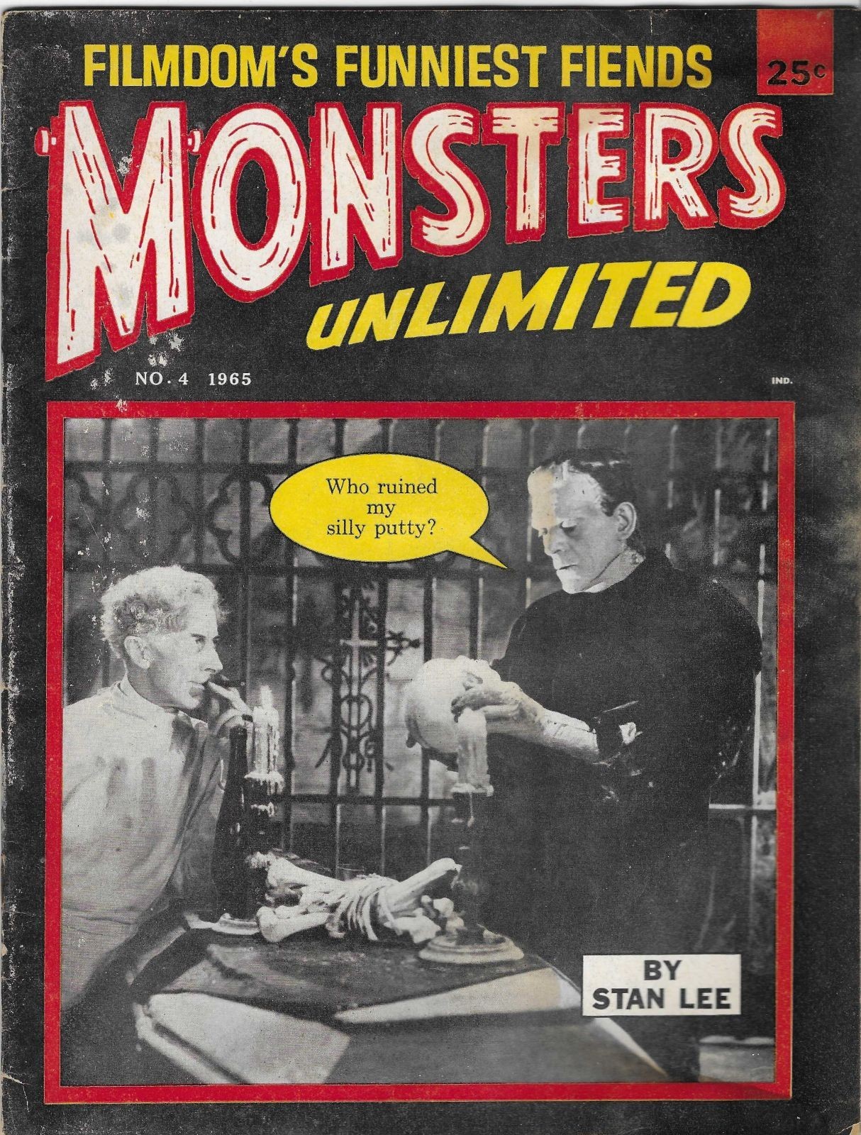 MONSTERS UNLIMITED #4, 1965!! LOW GRADE! HORROR HUMOR MAGAZINE BY STAN LEE!