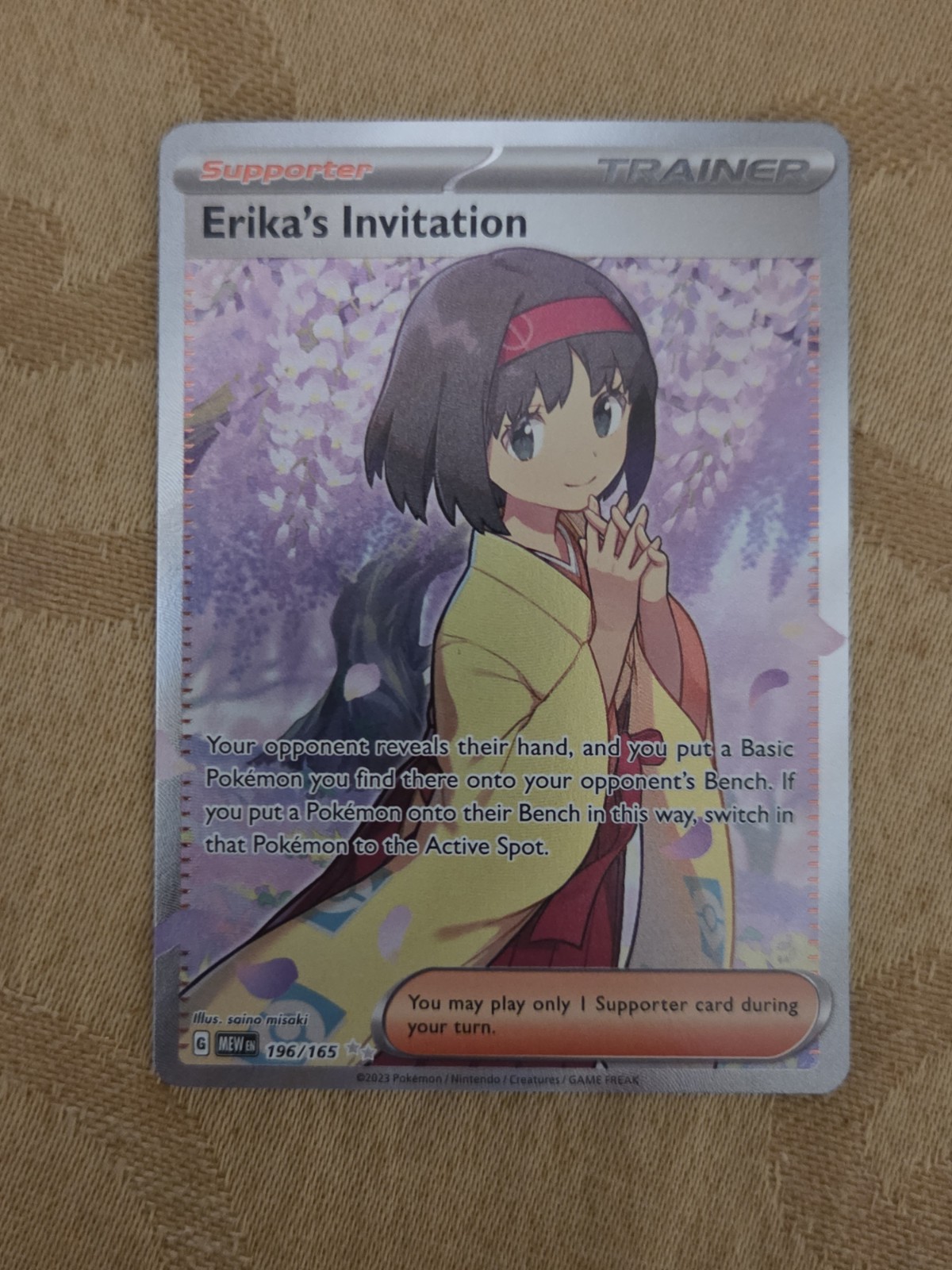 Pokemon 151 Erika's Invitation Full Art Ultra Rare 196/165 Trainer - Near Mint