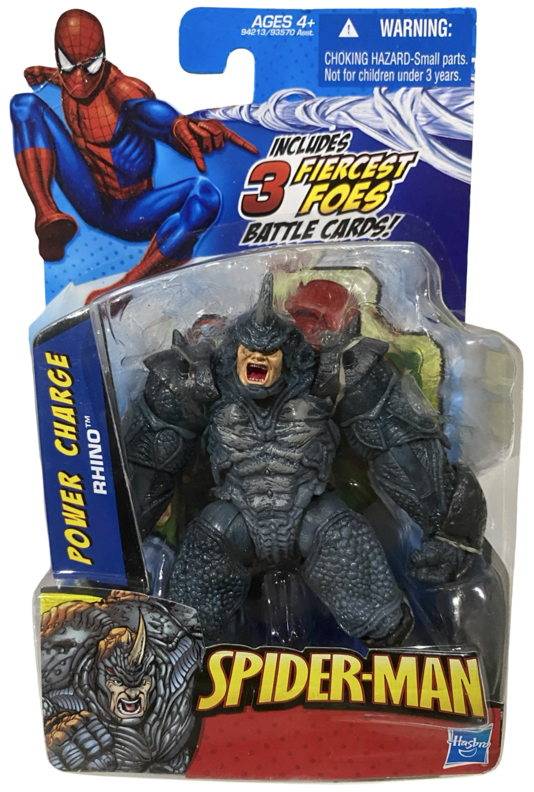 Modellino Spider-Man Power Charge Rhino con armatura da battaglia a scatto NUOVO 2009