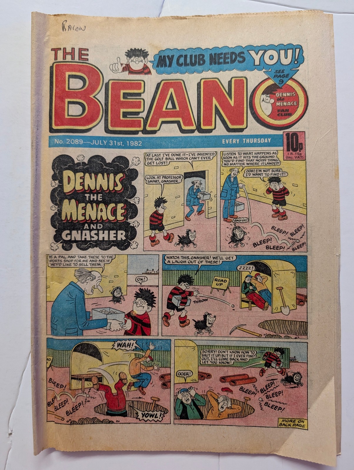 Beano Comic No 2089, July 31st 1982.