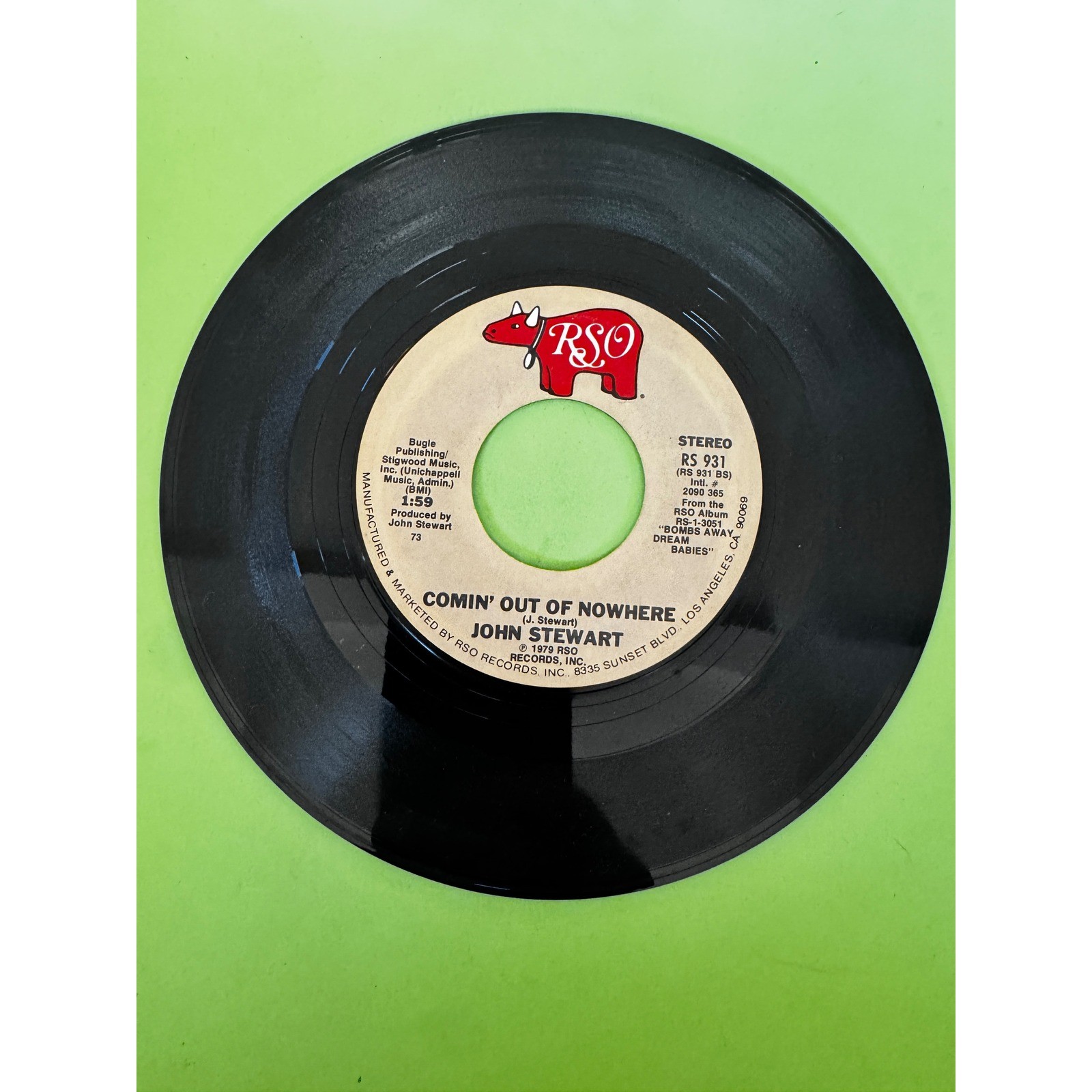 John Stewart Gold Comin Out of Nowhere 45 RPM Vinyl Record RSO RS 931 1979