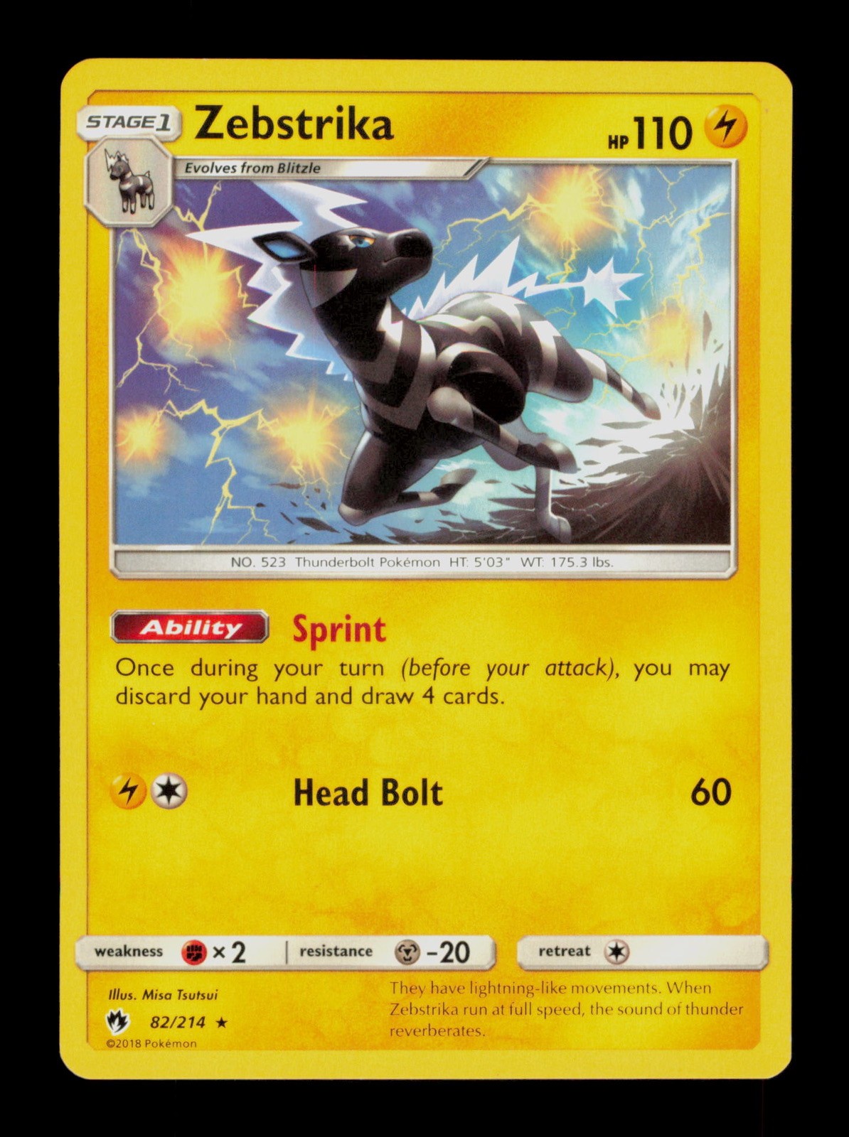 Zebstirka 82/214 Pokemon Tuono Perduto Trading Card TC