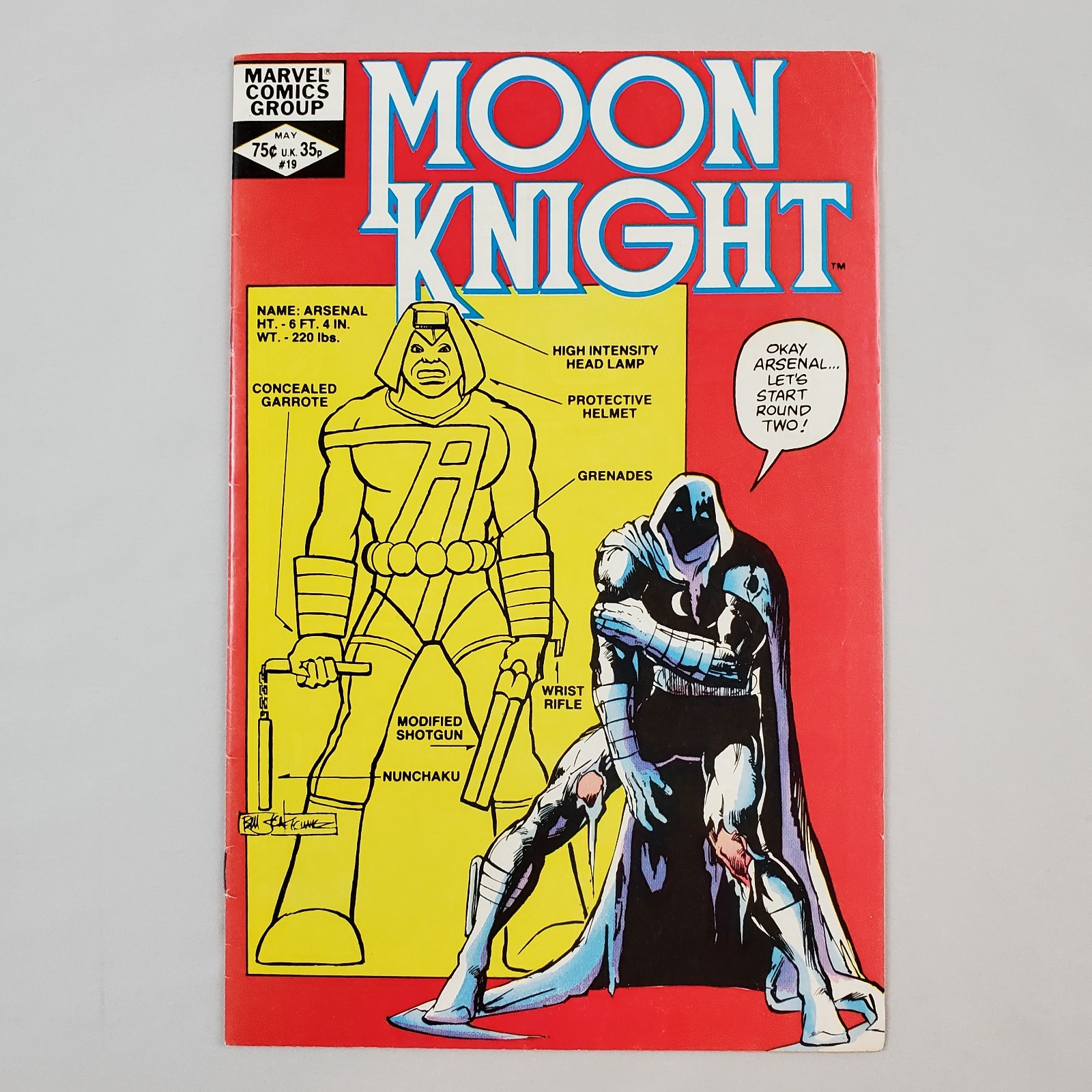 Moon Knight #19 May 1982 Marvel Comics FN 6.0 Arsenal Doug Moench Sienkiewicz
