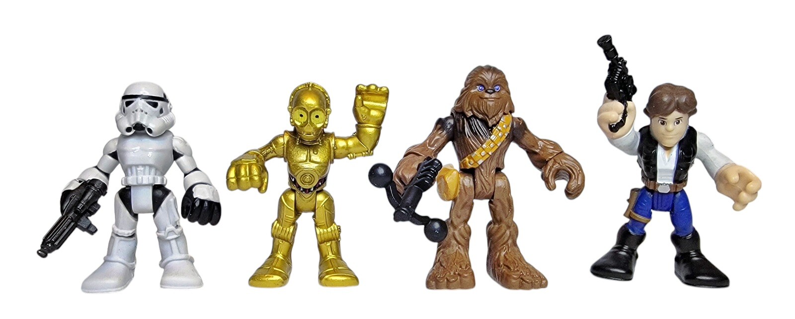 4 Star Wars Galactic Heroes Chewbacca,Han Solo,C3PO & Stormtrooper Hasbro 2011