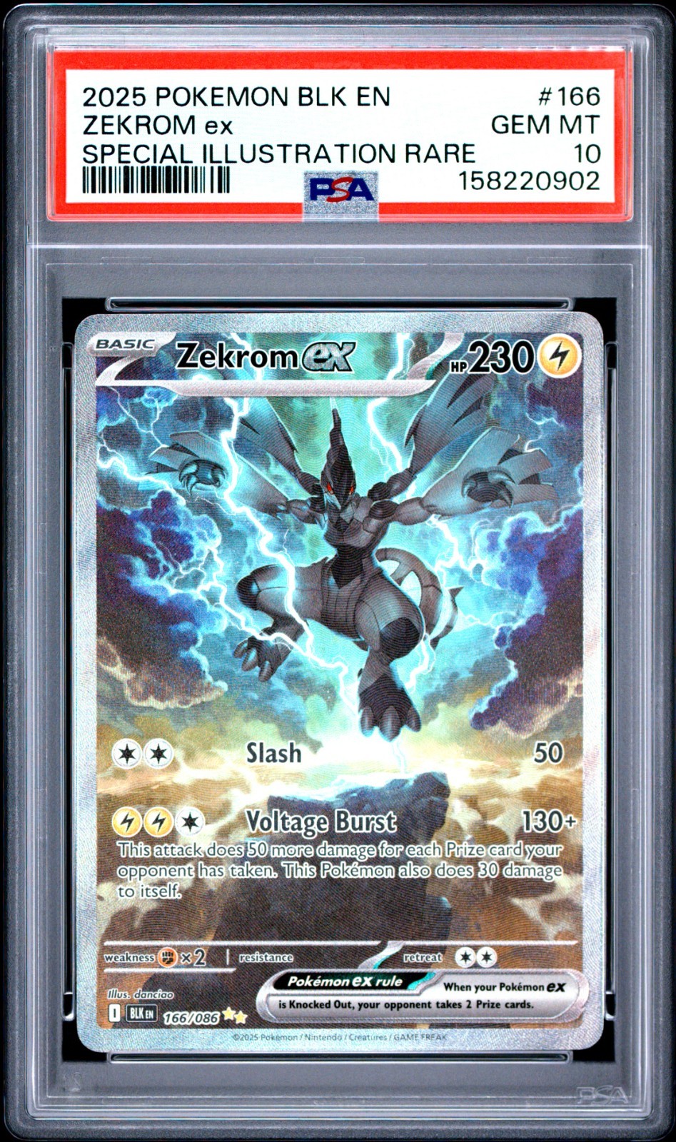 Zekrom ex 166/086 Pokemon Black Bolt Full Art SIR Graded PSA 10 GEM MINT
