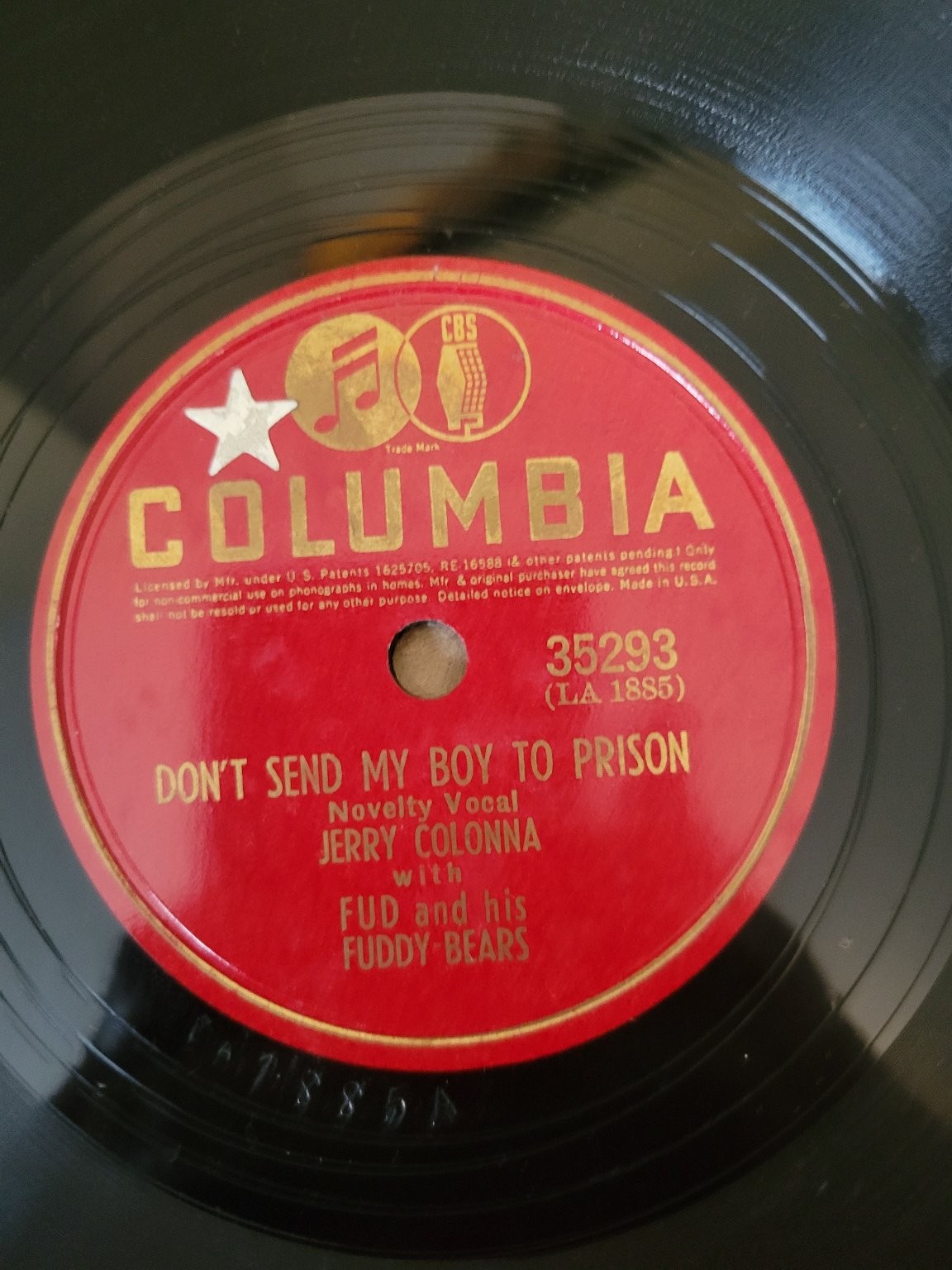 Jerry Colonna - Don't Send My Boy To Prison 10" 78RPM Record Columbia Jazz