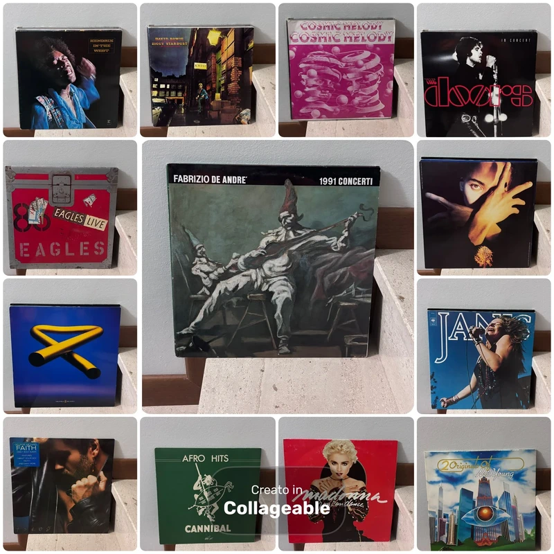 Lotto vinili rock/pop misti: Bowie, Eagles, Dylan, Santana, De André, Scorpions