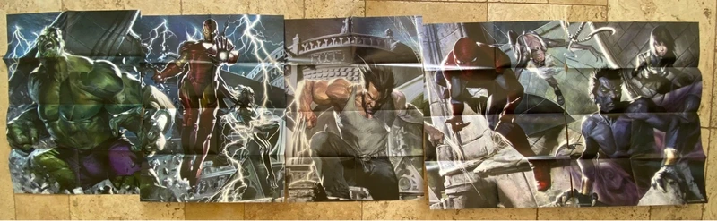 Fresque Complète 5/5 Méga Posters Marvel 2008 - Gabriele Dell'Otto (Panini Comics) - 1,70 m