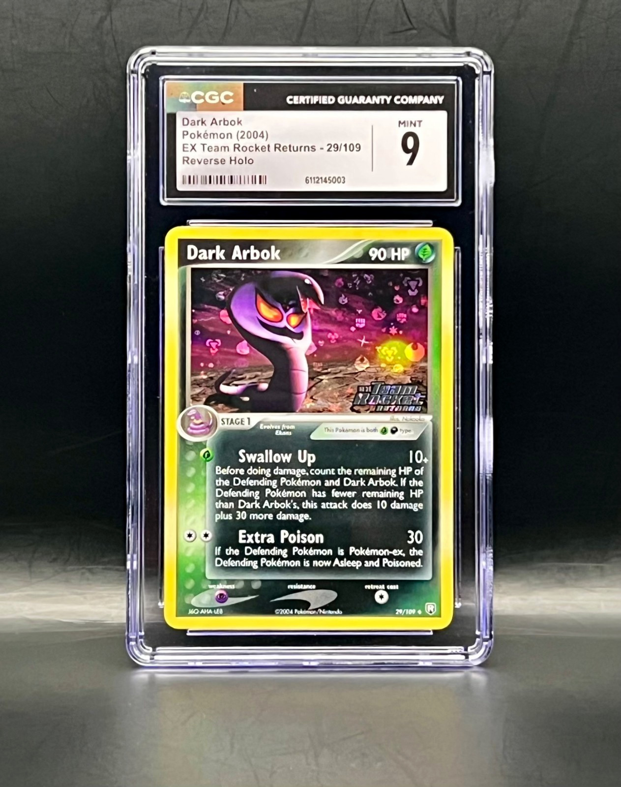 2004 Pokémon EX Team Rocket Returns Dark Arbok 29/109 Reverse Holo Stamped CGC 9