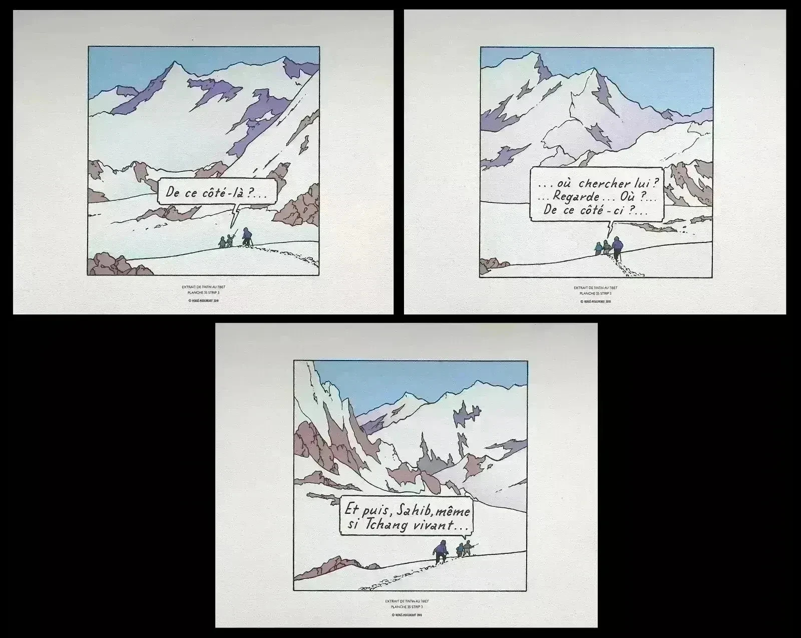 HERGÉ : TINTIN au Tibet, 3 Lithographies Ex Libris, 2011