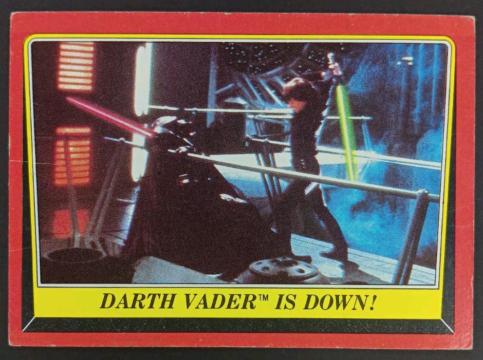 1983 Topps Star Wars Il ritorno dello Jedi #121 Darth Vader è giù! VG