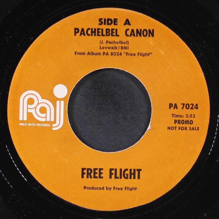 FREE FLIGHT: pachelbel canon / chopin etude PAJ 7" Single 45 RPM